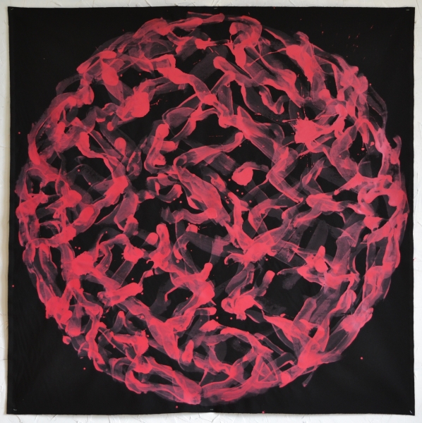 Mappemonde Peinture, 131115 (1), acrylique sur tissu libre, 150 x 150 cm