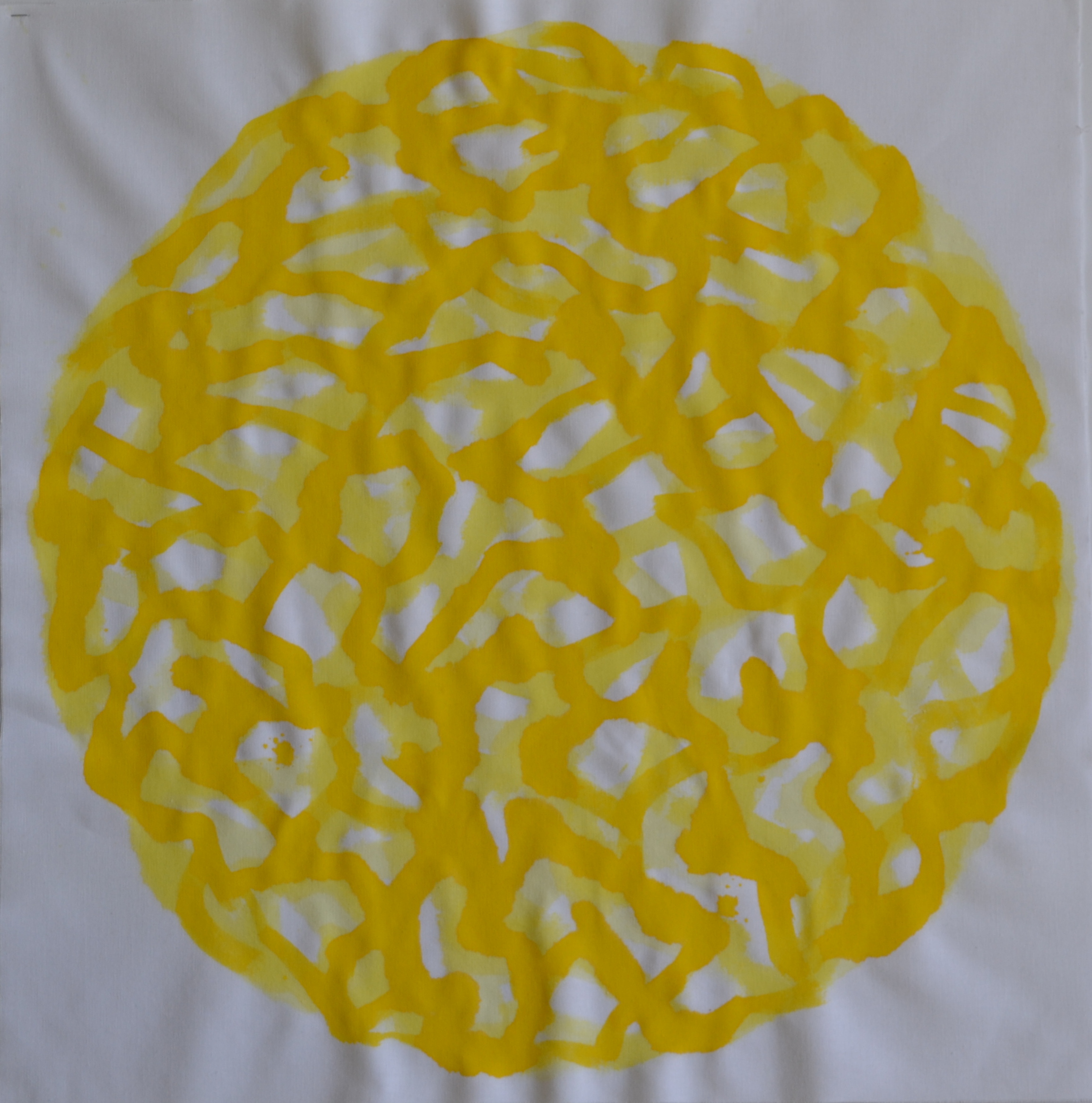 Mappemonde Peinture, "Terre solaire 3", acrylique sur tissu libre, 69 x 69 cm
