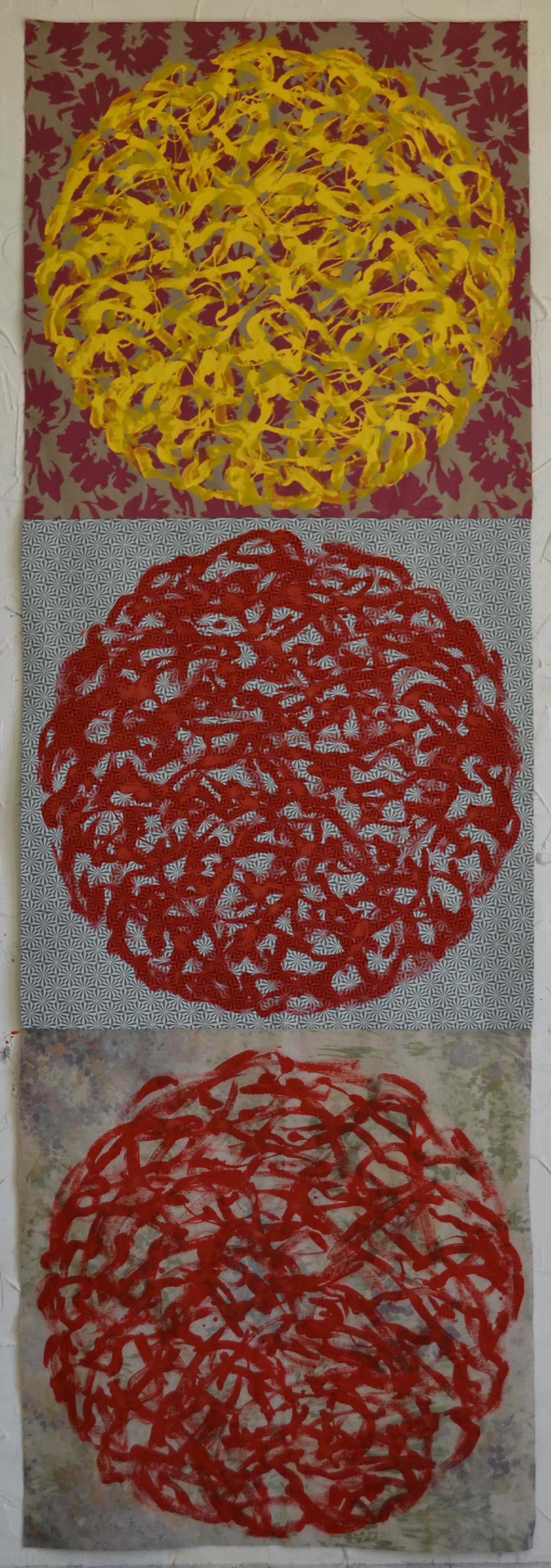 Mappemonde Peinture, acrylique sur tissu libre, 204 x 68 cm