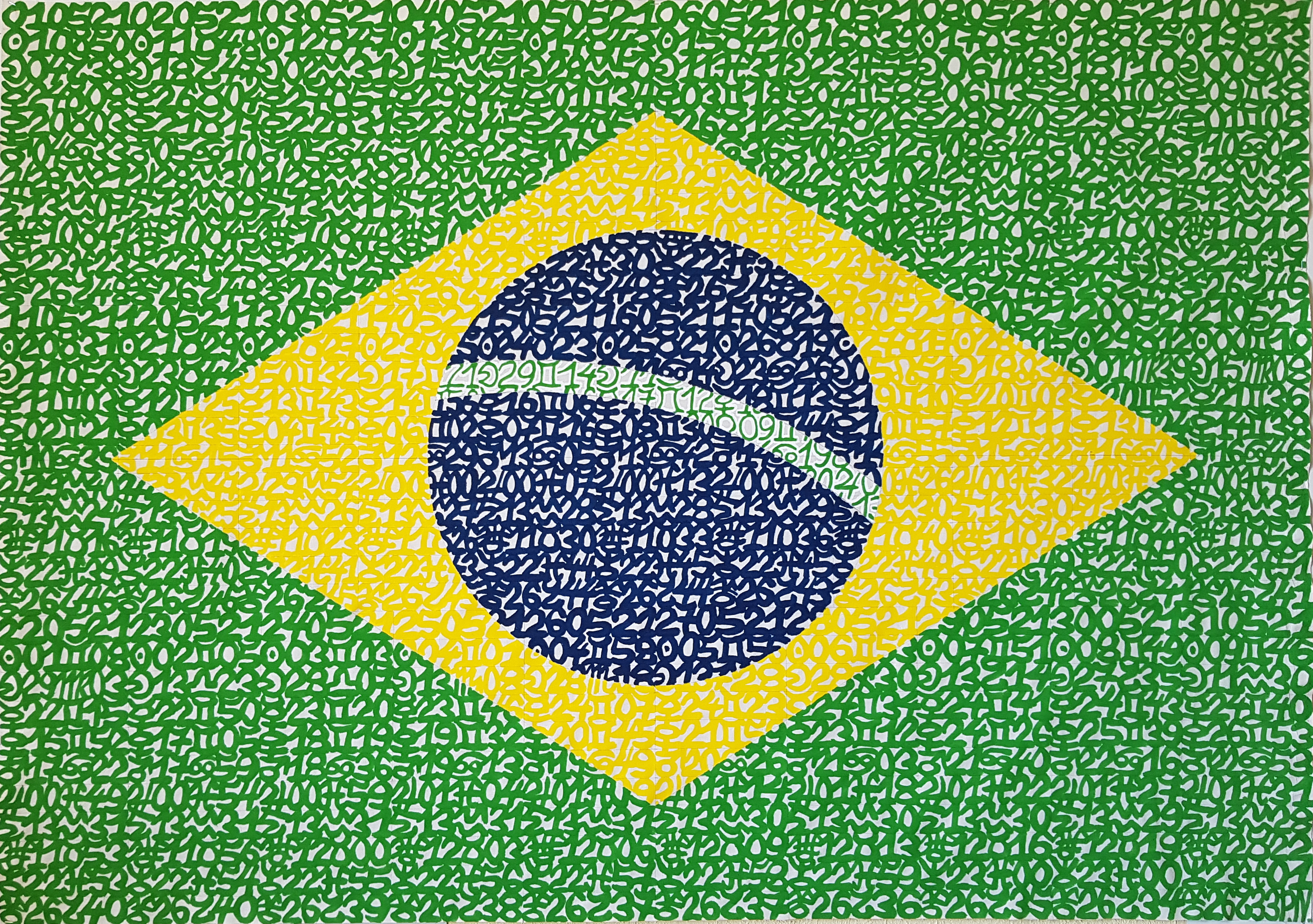 Drapeau du Brésil, éphéméride du mois de Mai 2021, 5/12, 112 x 160 cm.